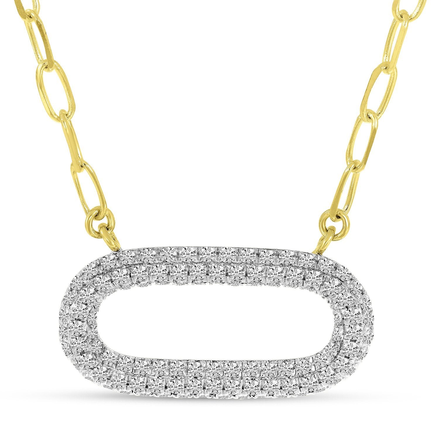 14K Yellow Gold Pave Diamond Paperclip Necklace Birmingham Jewelry Necklace Birmingham Jewelry
