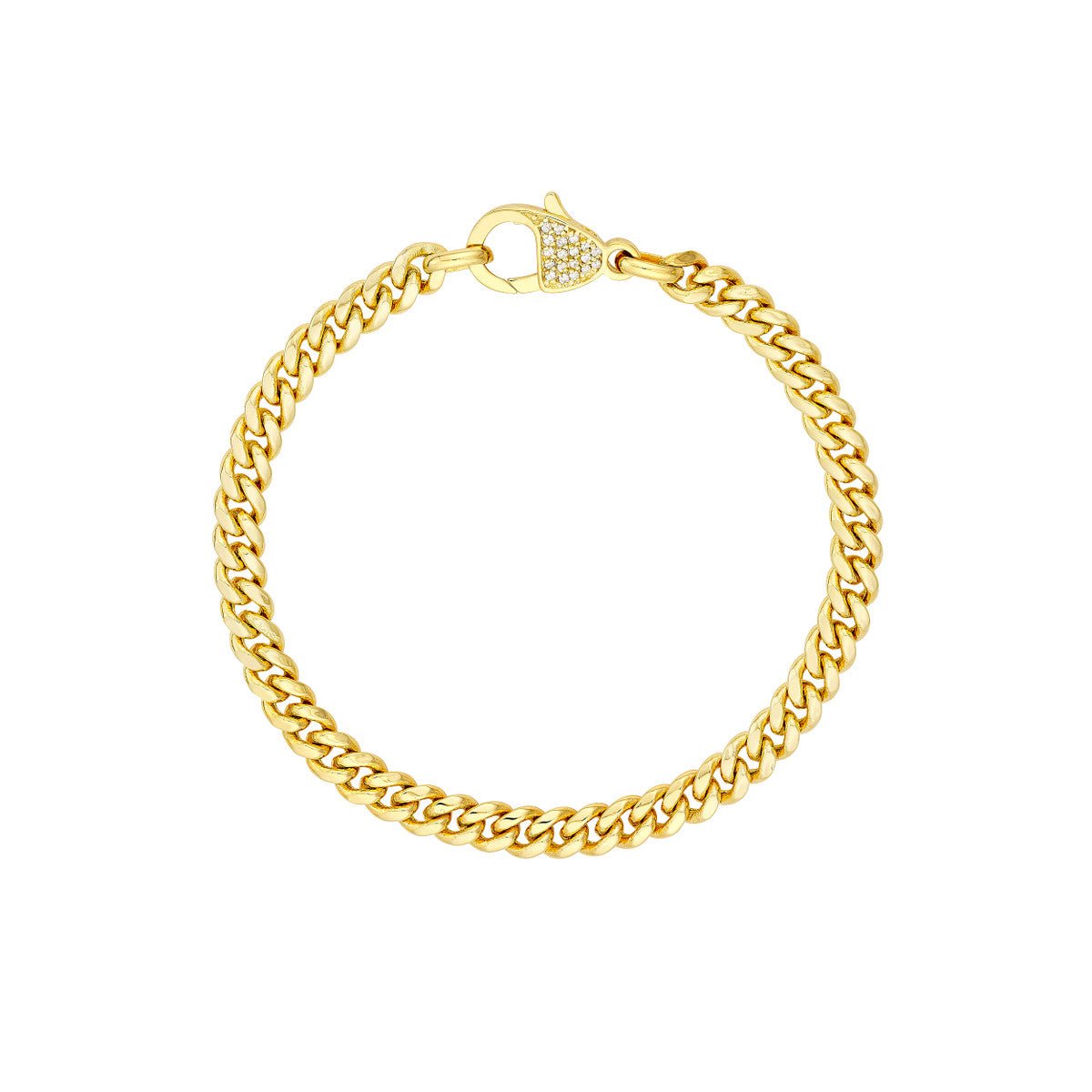 Birmingham Jewelry - 14K Yellow Gold Pave Diamond Pear Lock Curb Chain Bracelet - Birmingham Jewelry