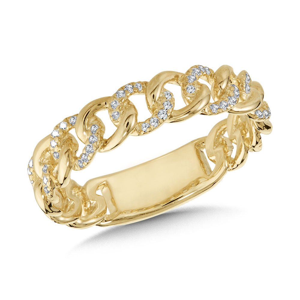 14K YELLOW GOLD PETITE ALTERNATING CUBAN LINK DIAMOND BAND Birmingham Jewelry Ring Birmingham Jewelry