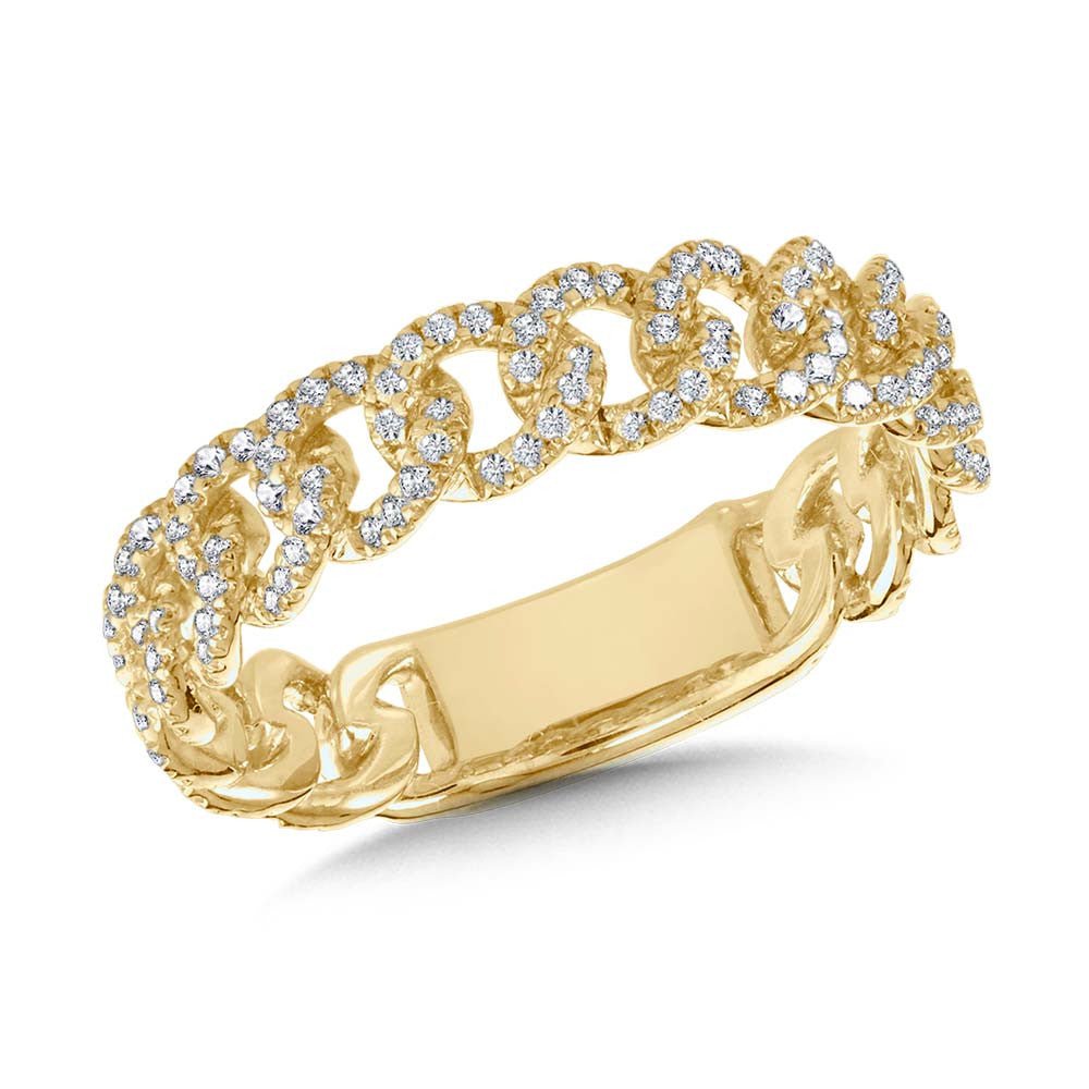 14K YELLOW GOLD PETITE CUBAN LINK DIAMOND BAND Birmingham Jewelry Ring Birmingham Jewelry