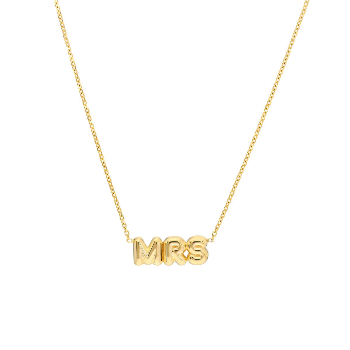 Birmingham Jewelry - 14K Yellow Gold Puff Mrs Adjustable Necklace with Pear Shape Lock - Birmingham Jewelry