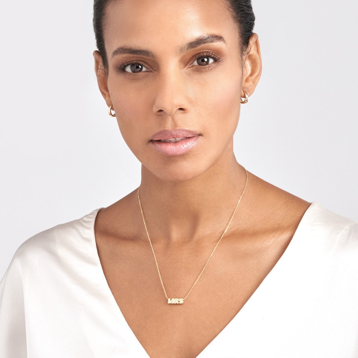 Birmingham Jewelry - 14K Yellow Gold Puff Mrs Adjustable Necklace with Pear Shape Lock - Birmingham Jewelry