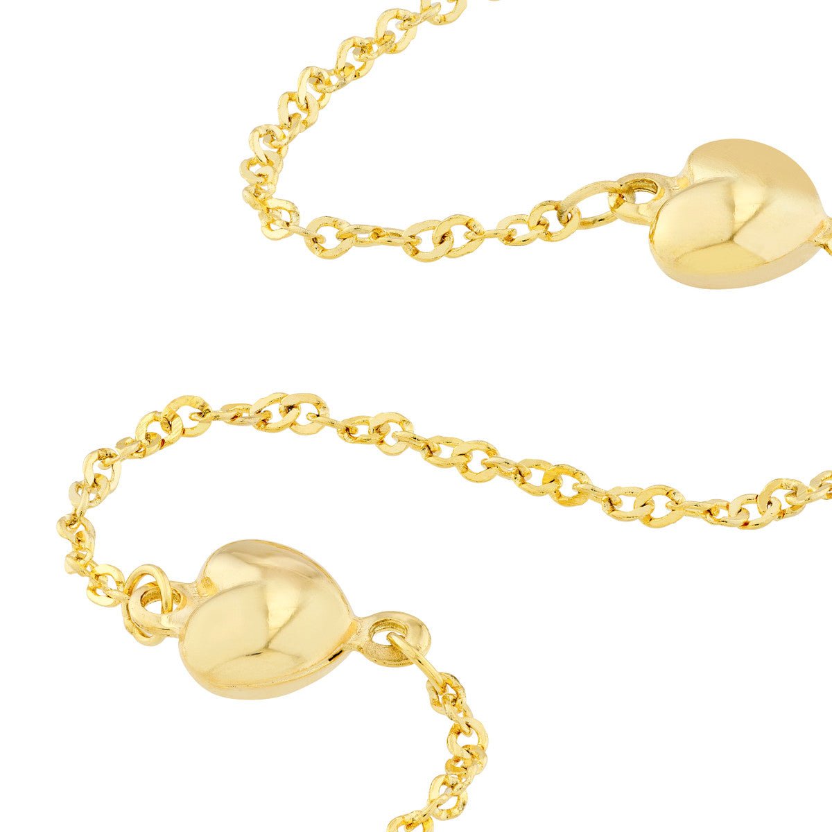 Birmingham Jewelry - 14K Yellow Gold Puffy Heart Station Trio Bracelet - Birmingham Jewelry