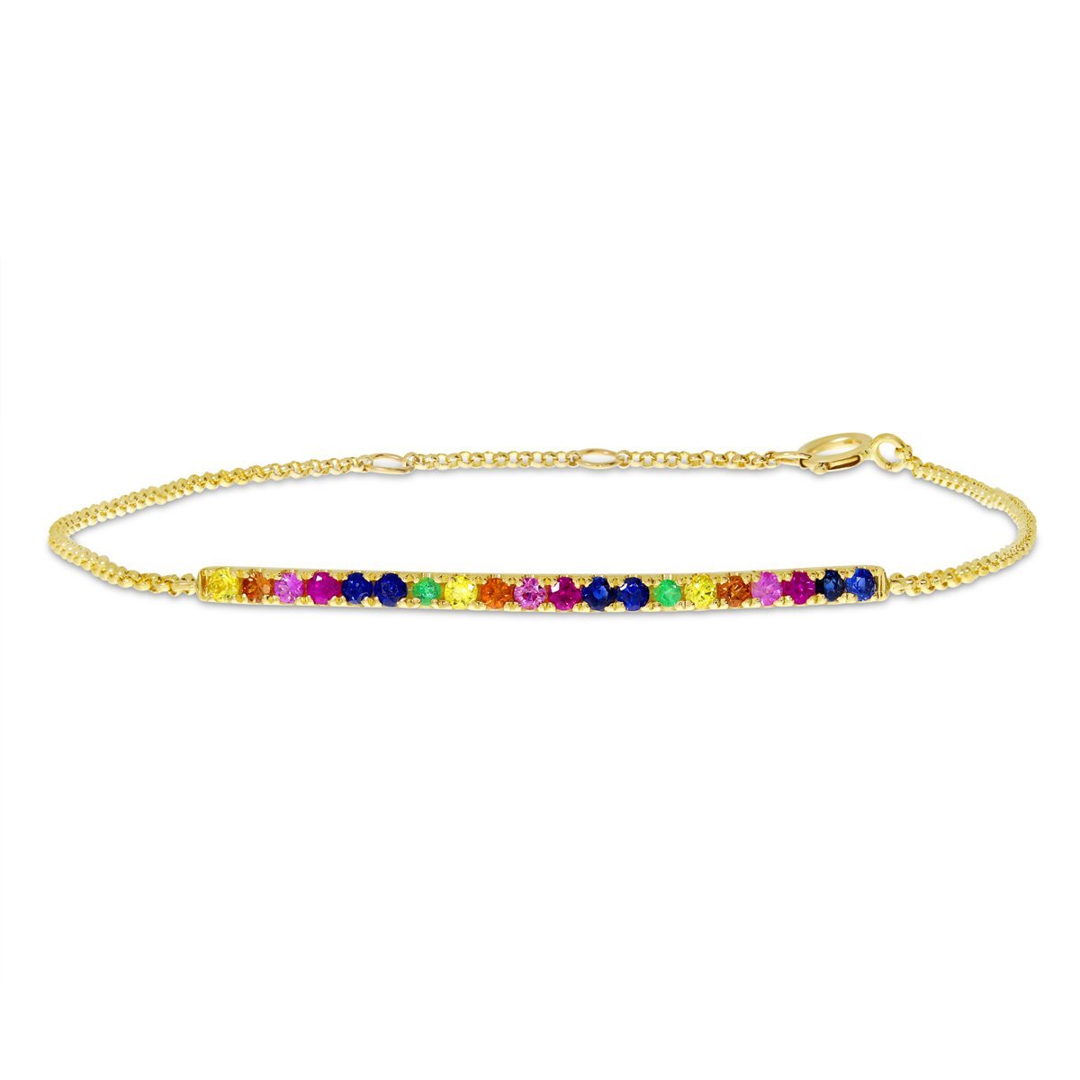 14K Yellow Gold Rainbow Sapphire Chain Bracelet Birmingham Jewelry Bracelet Birmingham Jewelry