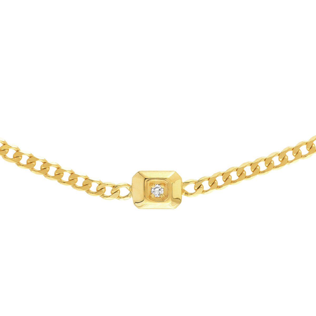 14K Yellow Gold Raised Diamond Open Curb Chain Choker Birmingham Jewelry Choker Birmingham Jewelry