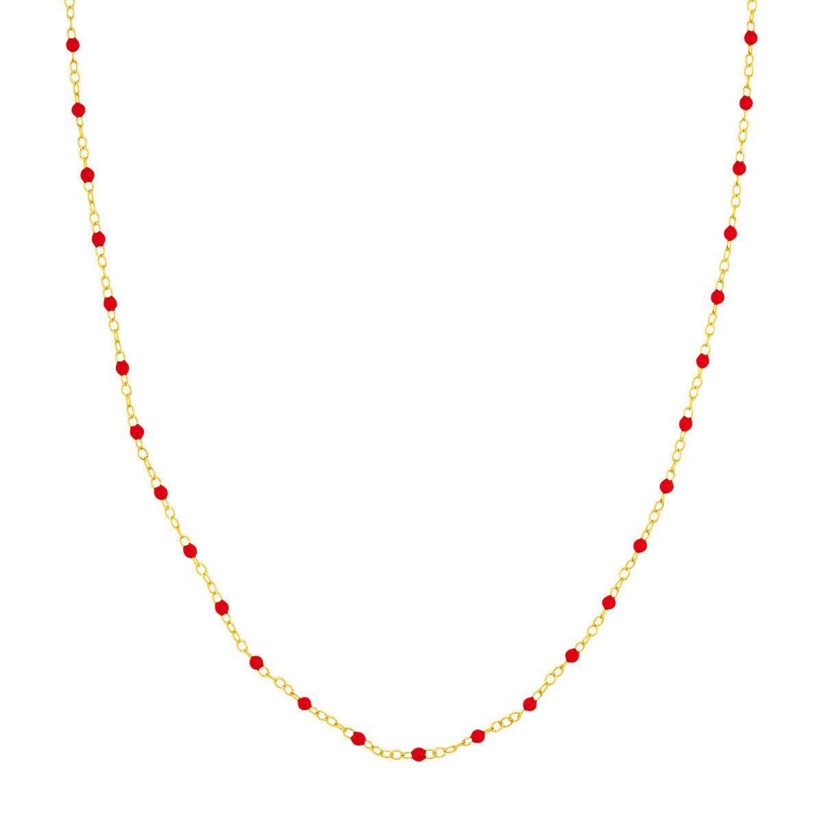 Birmingham Jewelry - 14K Yellow Gold Red Enamel Bead Piatto Chain - Birmingham Jewelry
