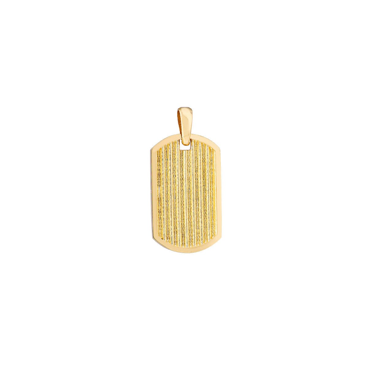 Birmingham Jewelry - 14K Yellow Gold Ribbed Dog Tag Pendant - Birmingham Jewelry