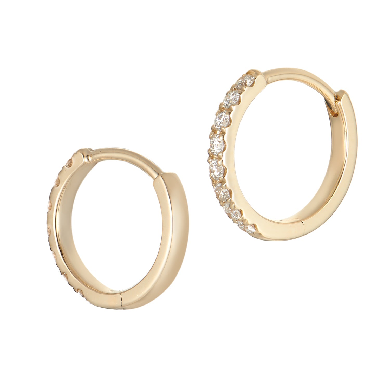 14K Yellow Gold Round Diamond Hoop Earrings Birmingham Jewelry Earrings Birmingham Jewelry