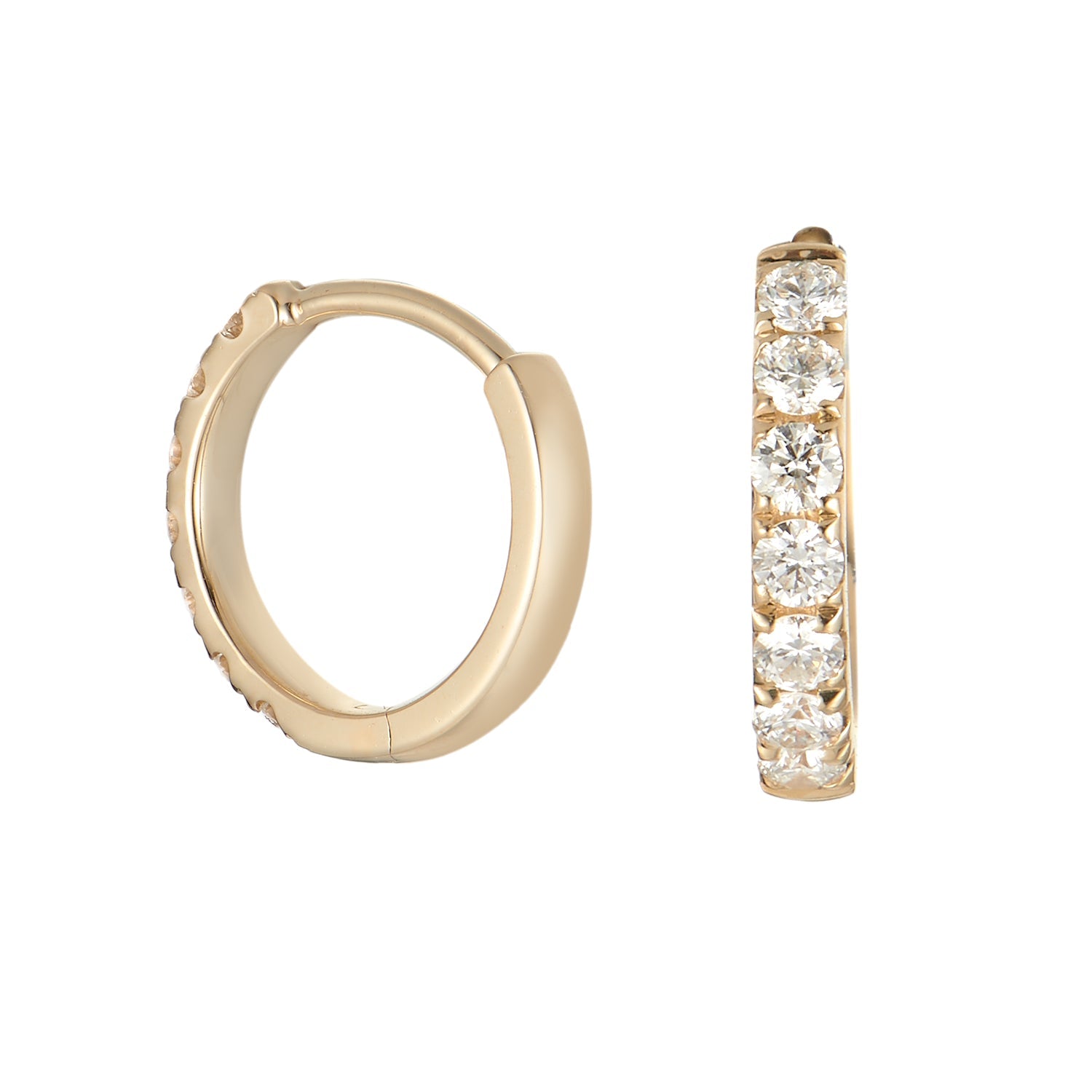 14K Yellow Gold Round Diamond Hoop Earrings Birmingham Jewelry Earrings Birmingham Jewelry