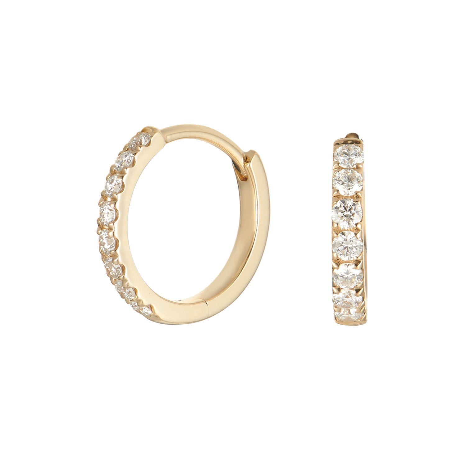 14K Yellow Gold Round Diamond Hoop Earrings Birmingham Jewelry Earrings Birmingham Jewelry