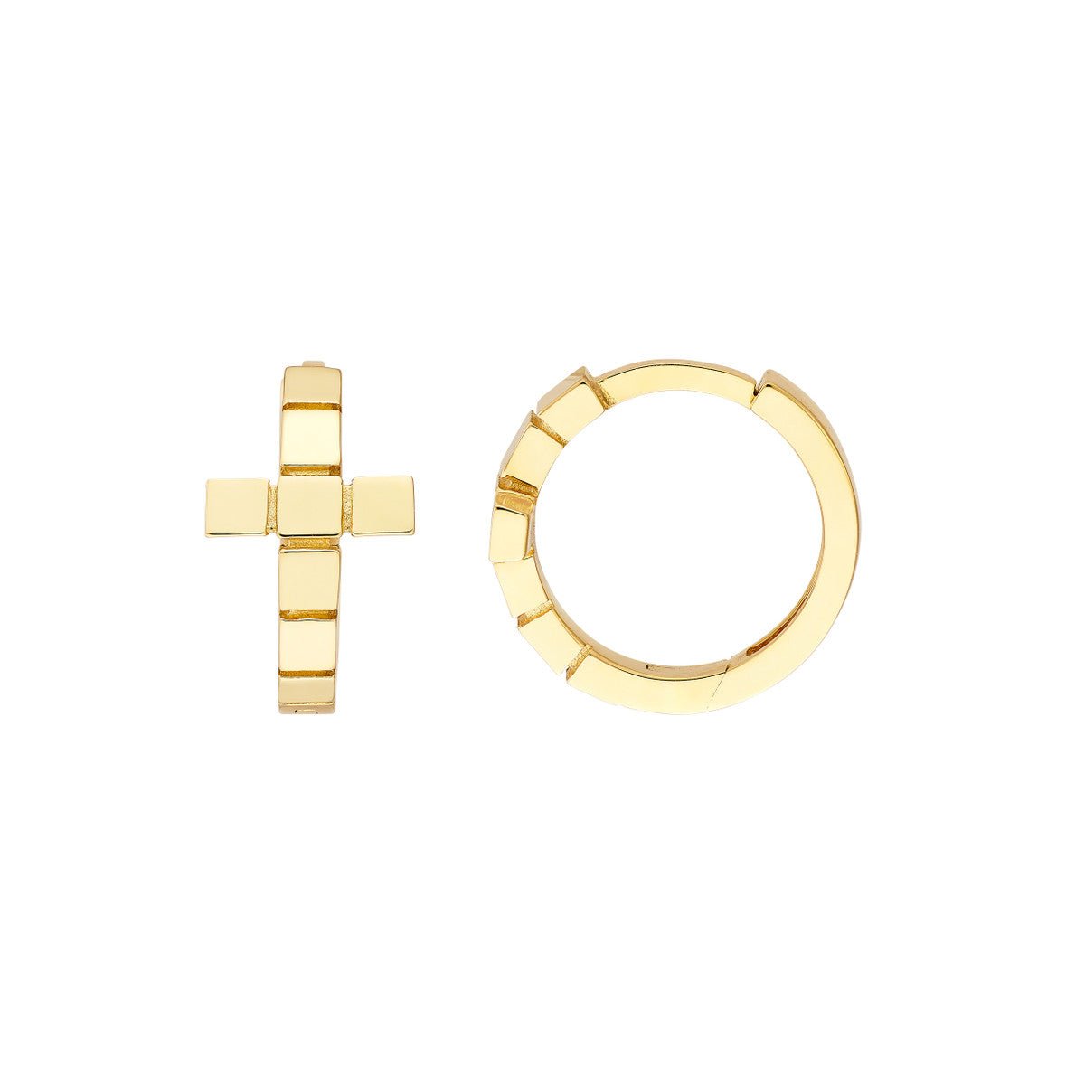 Birmingham Jewelry - 14K Yellow Gold Segmented Cross Huggies - Birmingham Jewelry