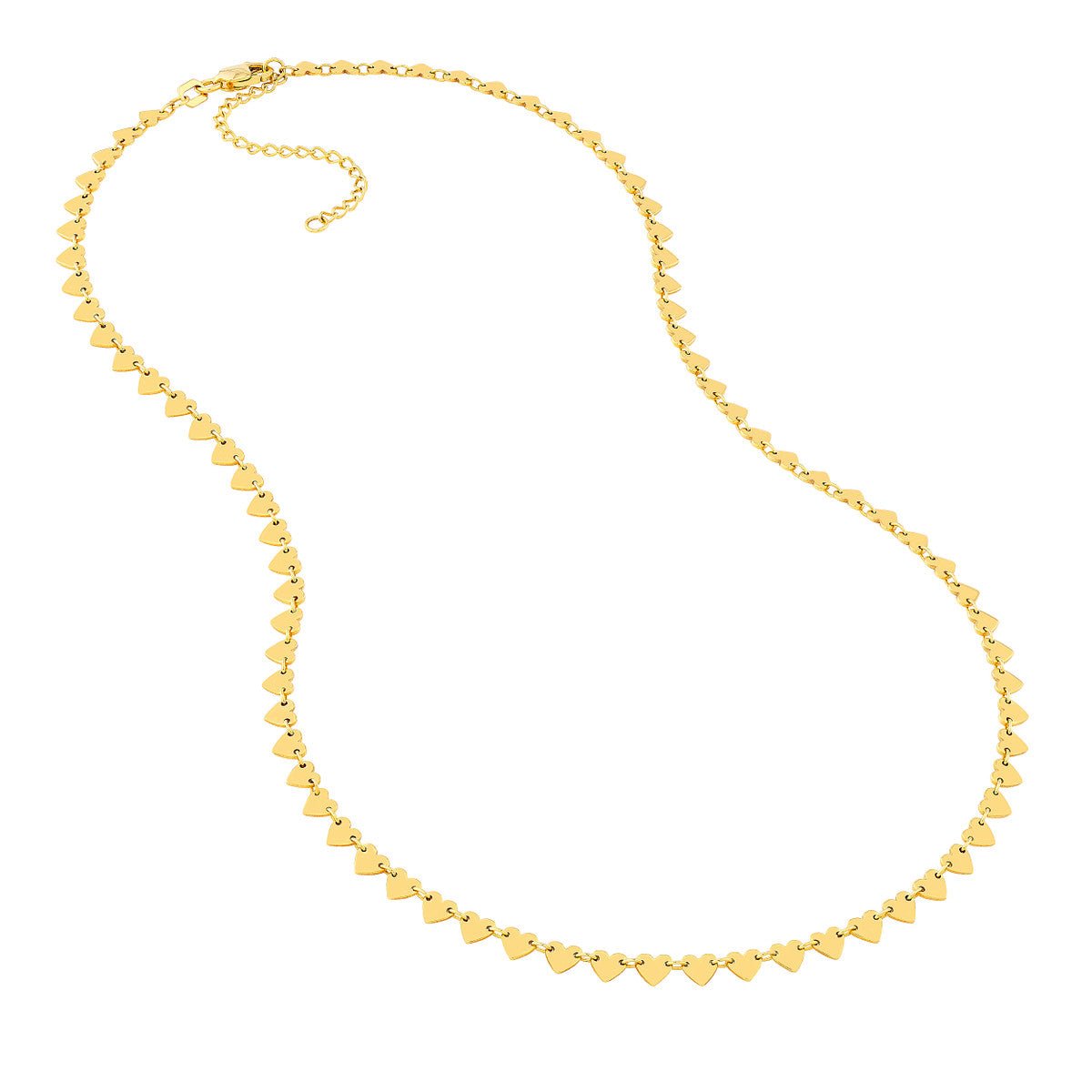 Birmingham Jewelry - 14K Yellow Gold Side by Side Heart Station Necklace - Birmingham Jewelry