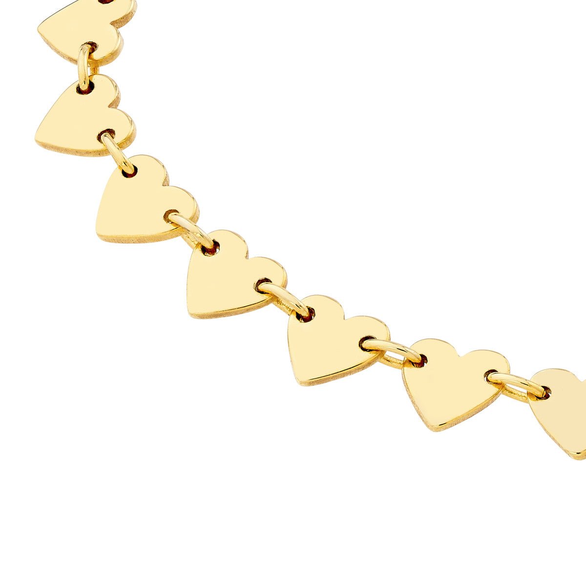 Birmingham Jewelry - 14K Yellow Gold Side by Side Heart Station Necklace - Birmingham Jewelry