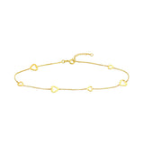 Birmingham Jewelry - 14K Yellow Gold Sideways Open Hearts Adjustable Anklet - Birmingham Jewelry