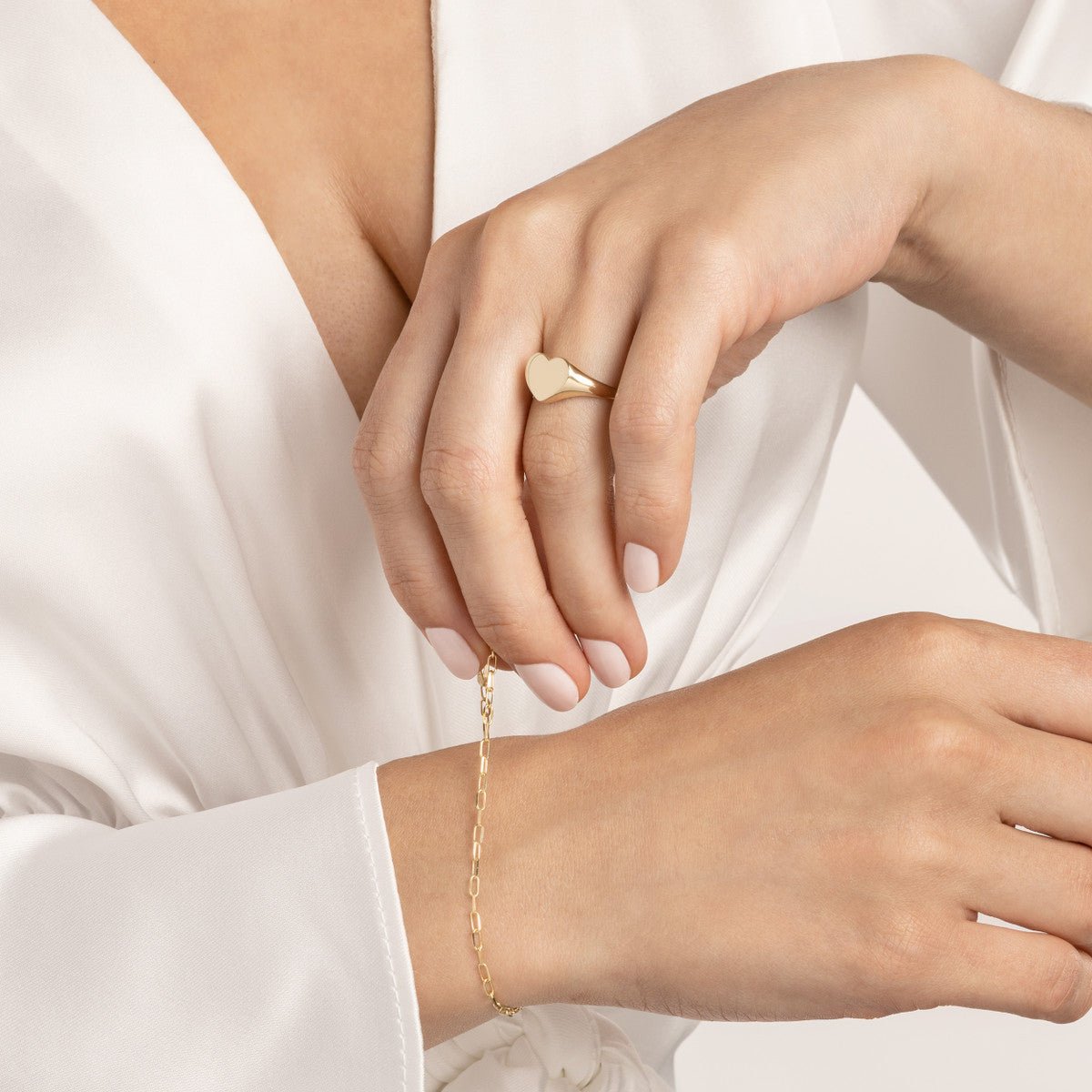 Birmingham Jewelry - 14K Yellow Gold Signet Mini Heart Ring - Birmingham Jewelry