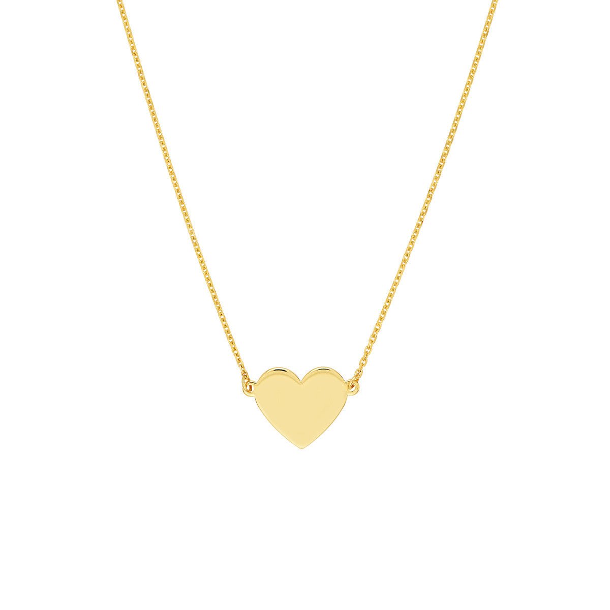 Birmingham Jewelry - 14K Yellow Gold Simple Flat Heart Adjustable Necklace - Birmingham Jewelry