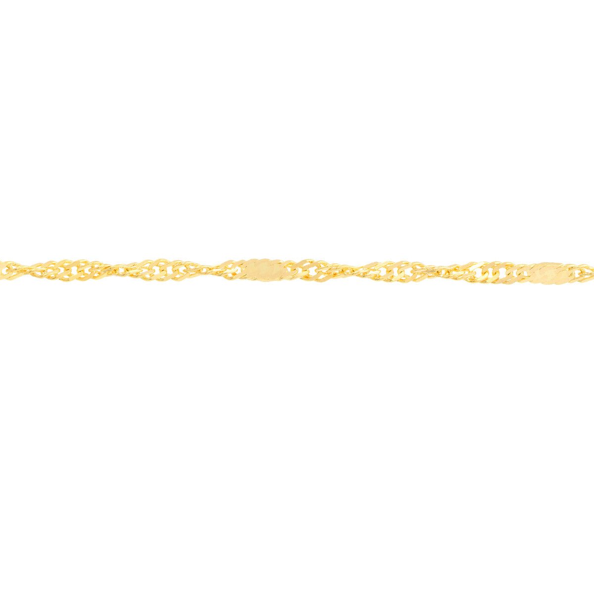 Birmingham Jewelry - 14K Yellow Gold Singapore Flat Saturn Chain Anklet - Birmingham Jewelry