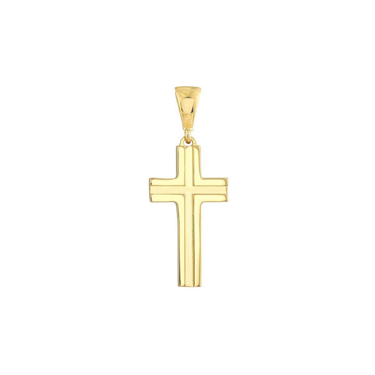 Birmingham Jewelry - 14K Yellow Gold Small Polished Grooved Cross - Birmingham Jewelry