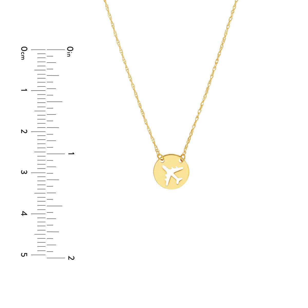 Birmingham Jewelry - 14K Yellow Gold So You Cutout Airplane Mini Disc Adjustable Necklace - Birmingham Jewelry