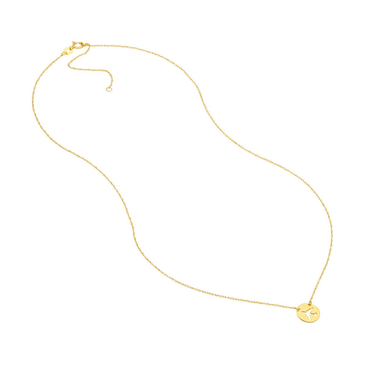 Birmingham Jewelry - 14K Yellow Gold So You Cutout Airplane Mini Disc Adjustable Necklace - Birmingham Jewelry