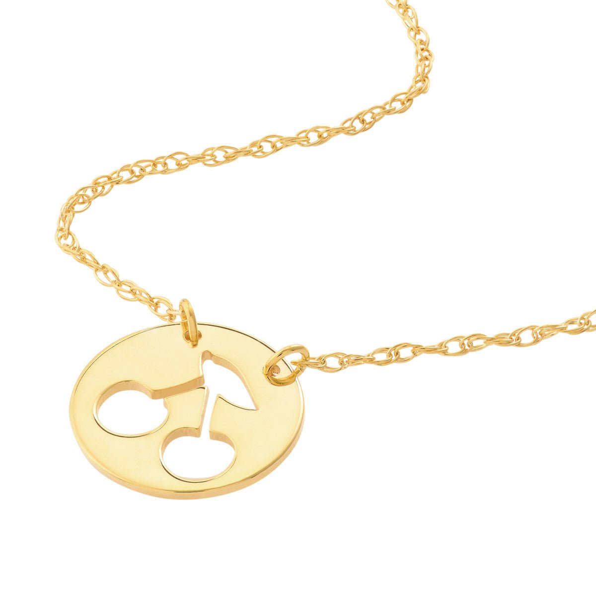 Birmingham Jewelry - 14K Yellow Gold So You Cutout Cherry Mini Disk Adj Necklace - Birmingham Jewelry