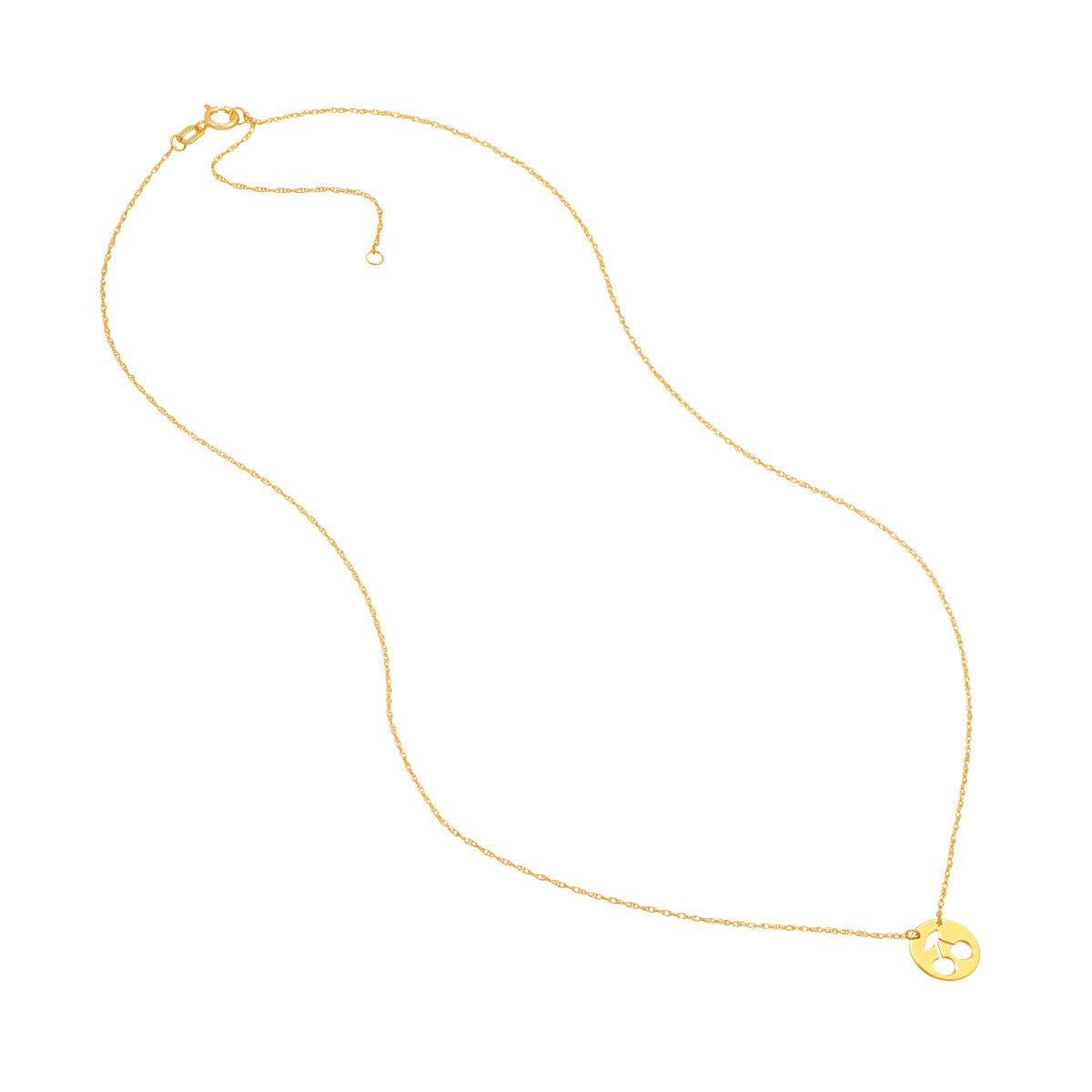Birmingham Jewelry - 14K Yellow Gold So You Cutout Cherry Mini Disk Adj Necklace - Birmingham Jewelry