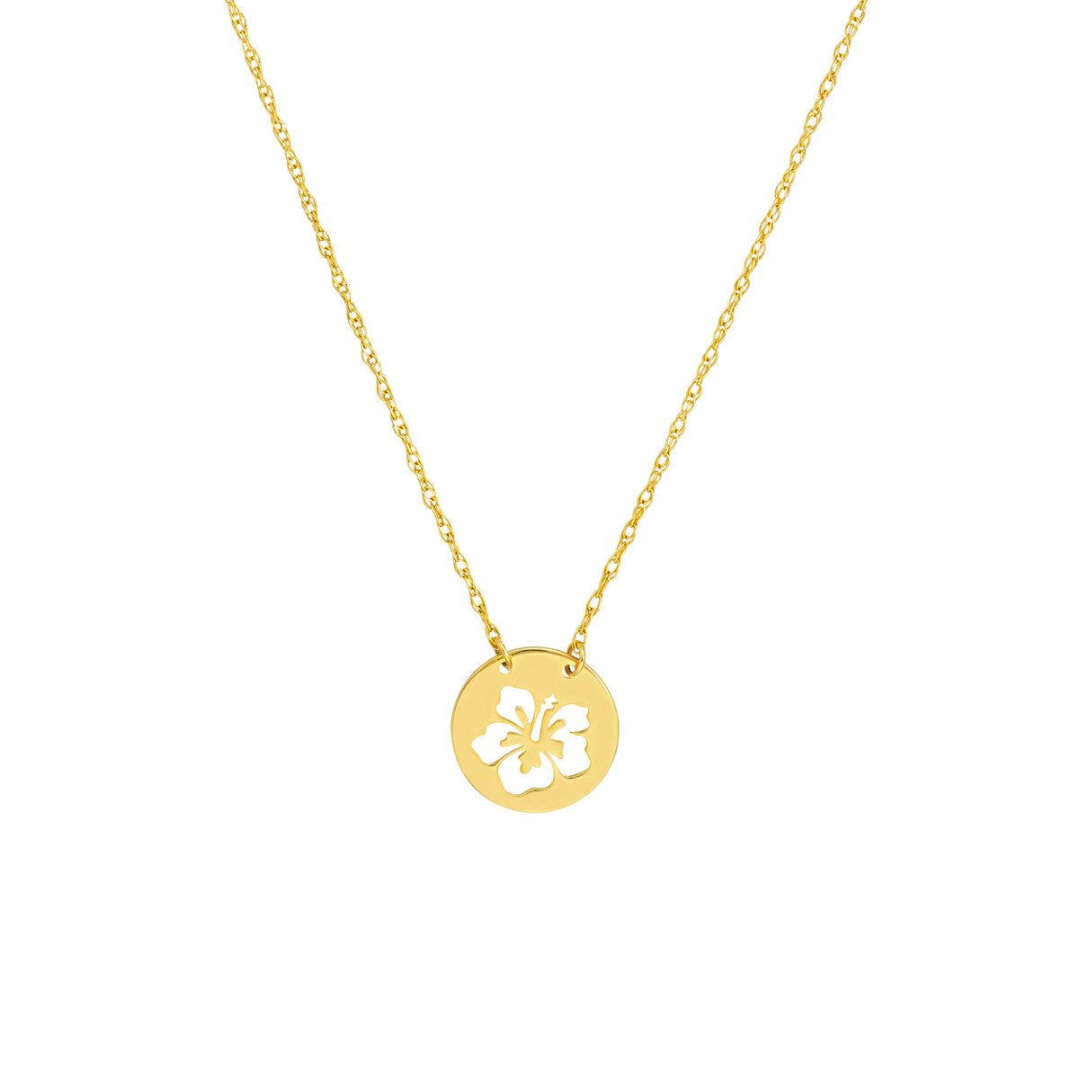 Birmingham Jewelry - 14K Yellow Gold So You Cutout Flower Mini Disc Necklace - Birmingham Jewelry