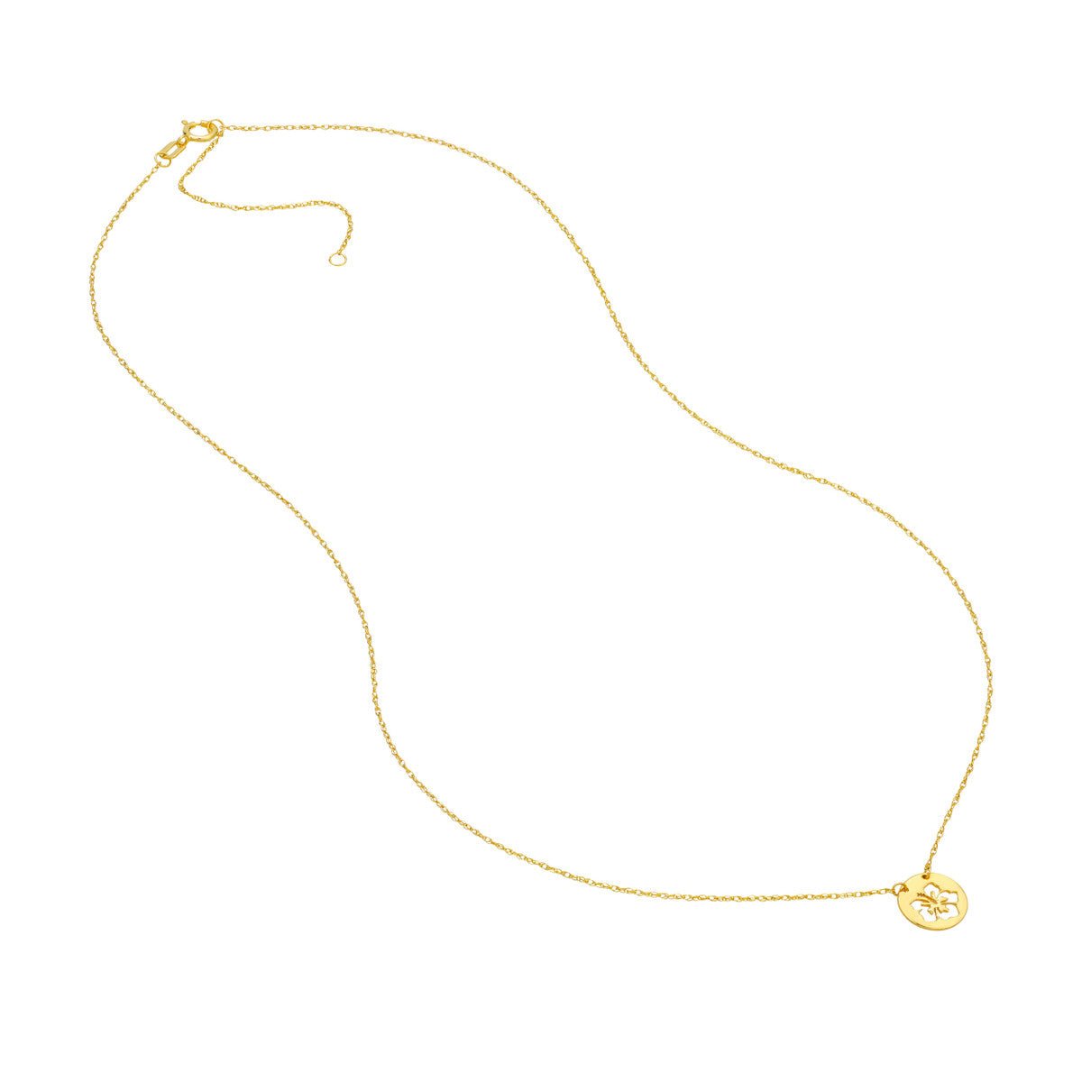 Birmingham Jewelry - 14K Yellow Gold So You Cutout Flower Mini Disc Necklace - Birmingham Jewelry