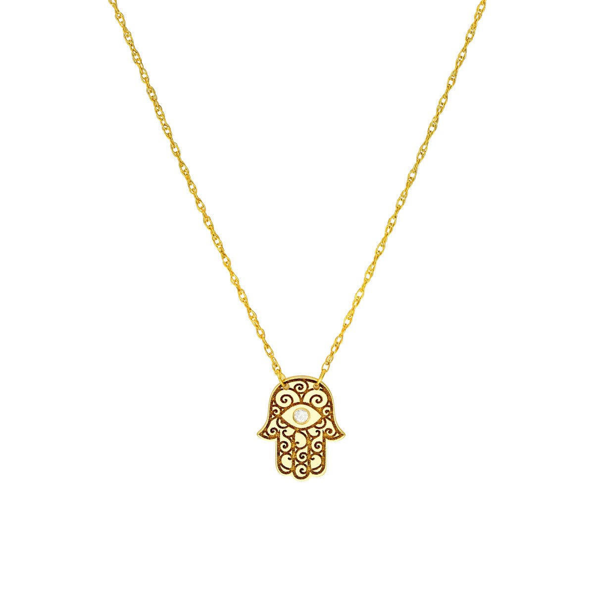 Birmingham Jewelry - 14K Yellow Gold So You Diamond Hamsa Necklace - Birmingham Jewelry