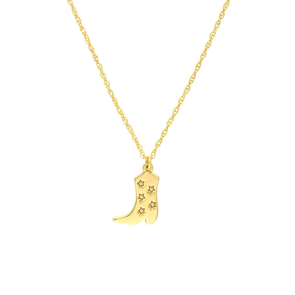 Birmingham Jewelry - 14K Yellow Gold So You Five Stars Cowboy Boot Necklace - Birmingham Jewelry