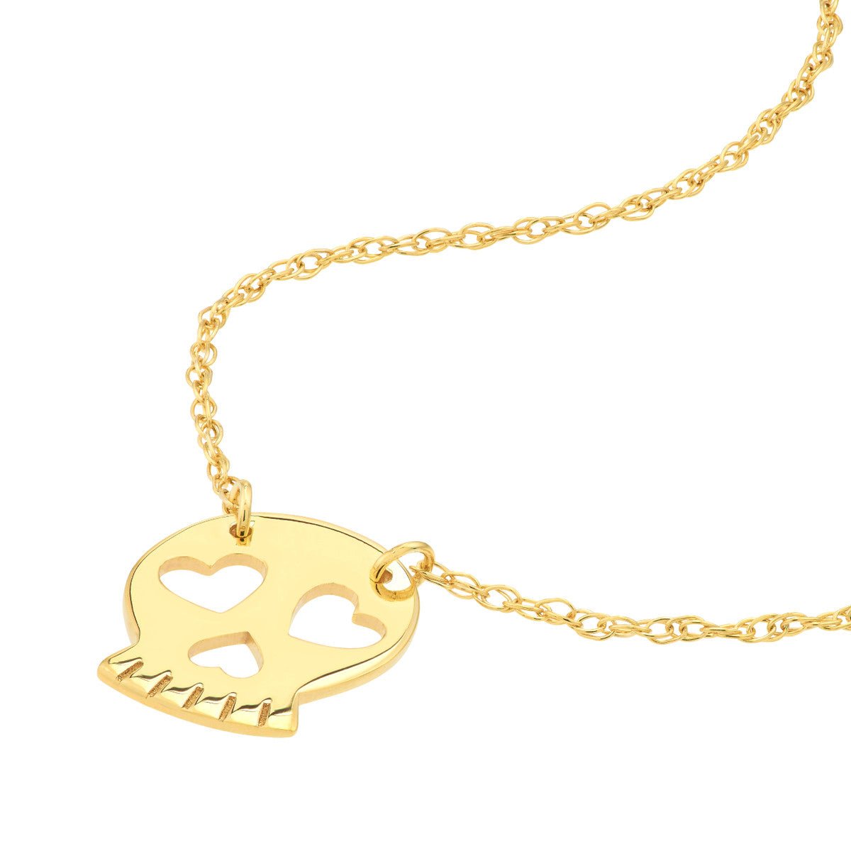 Birmingham Jewelry - 14K Yellow Gold So You Mini Sugar Skull Adjustable Necklace - Birmingham Jewelry