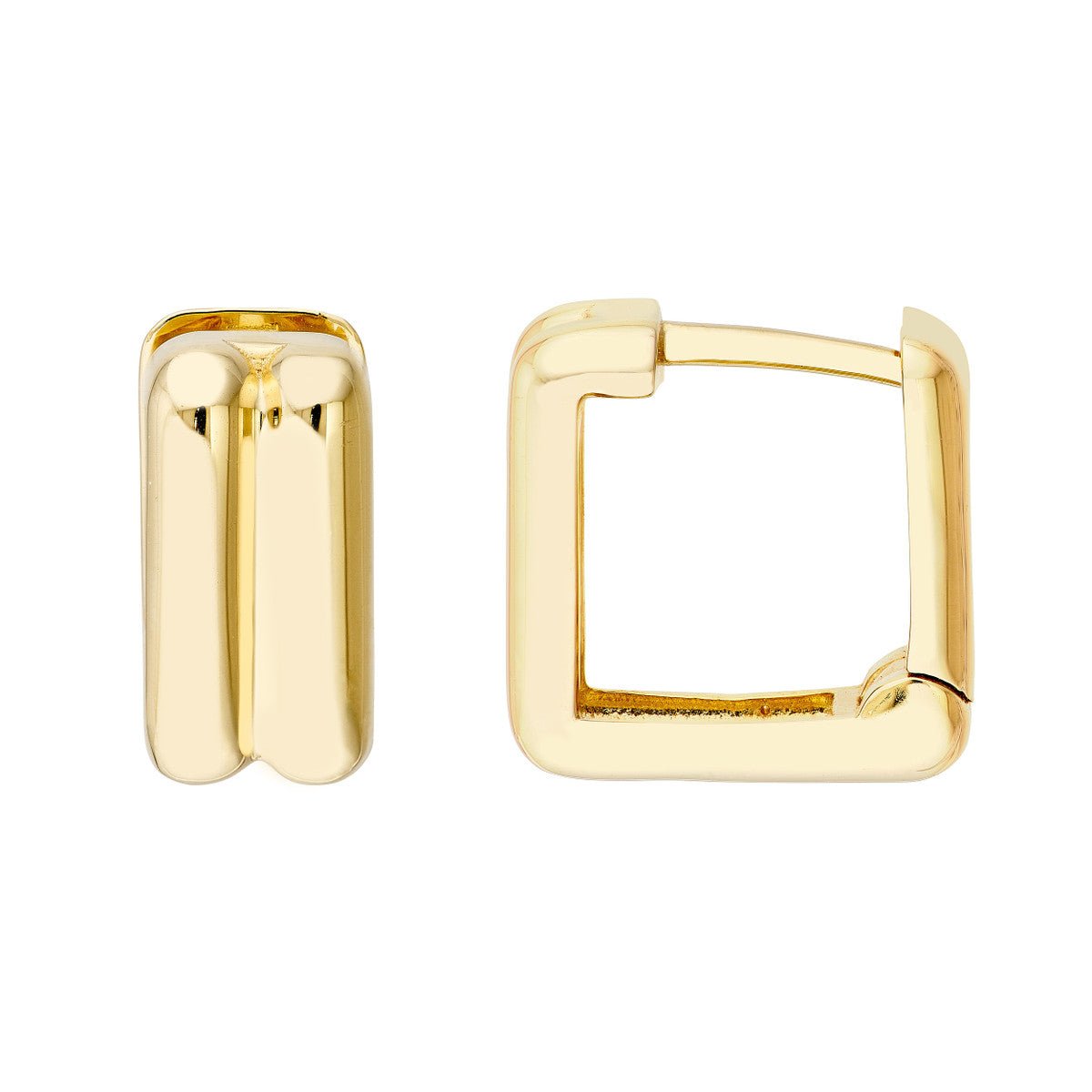 Birmingham Jewelry - 14K Yellow Gold Square Double Row Hoop Earrings - Birmingham Jewelry