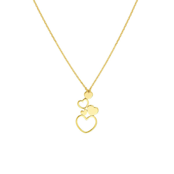 Birmingham Jewelry - 14K Yellow Gold Stacked Hearts Adjustable Necklace - Birmingham Jewelry