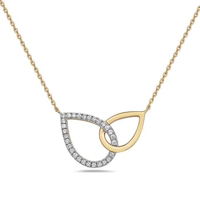 14K Yellow Gold Teardrop Shape Diamond Necklace Birmingham Jewelry Necklace Birmingham Jewelry
