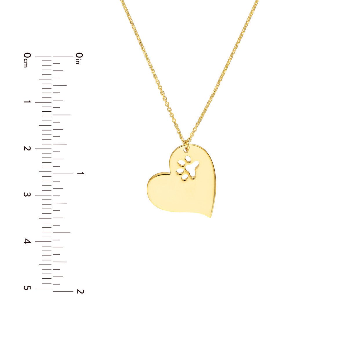 Birmingham Jewelry - 14K Yellow Gold Tilted Heart with Paw Cutout Necklace - Birmingham Jewelry