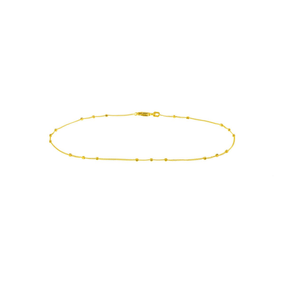 Birmingham Jewelry - 14K Yellow Gold Triple Bead Saturn Chain with Lobster Lock Anklet - Birmingham Jewelry