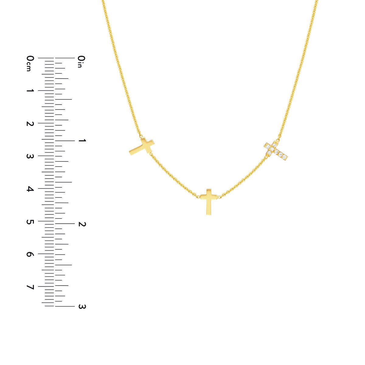 Birmingham Jewelry - 14K Yellow Gold Triple Cross with Diamond Necklace - Birmingham Jewelry