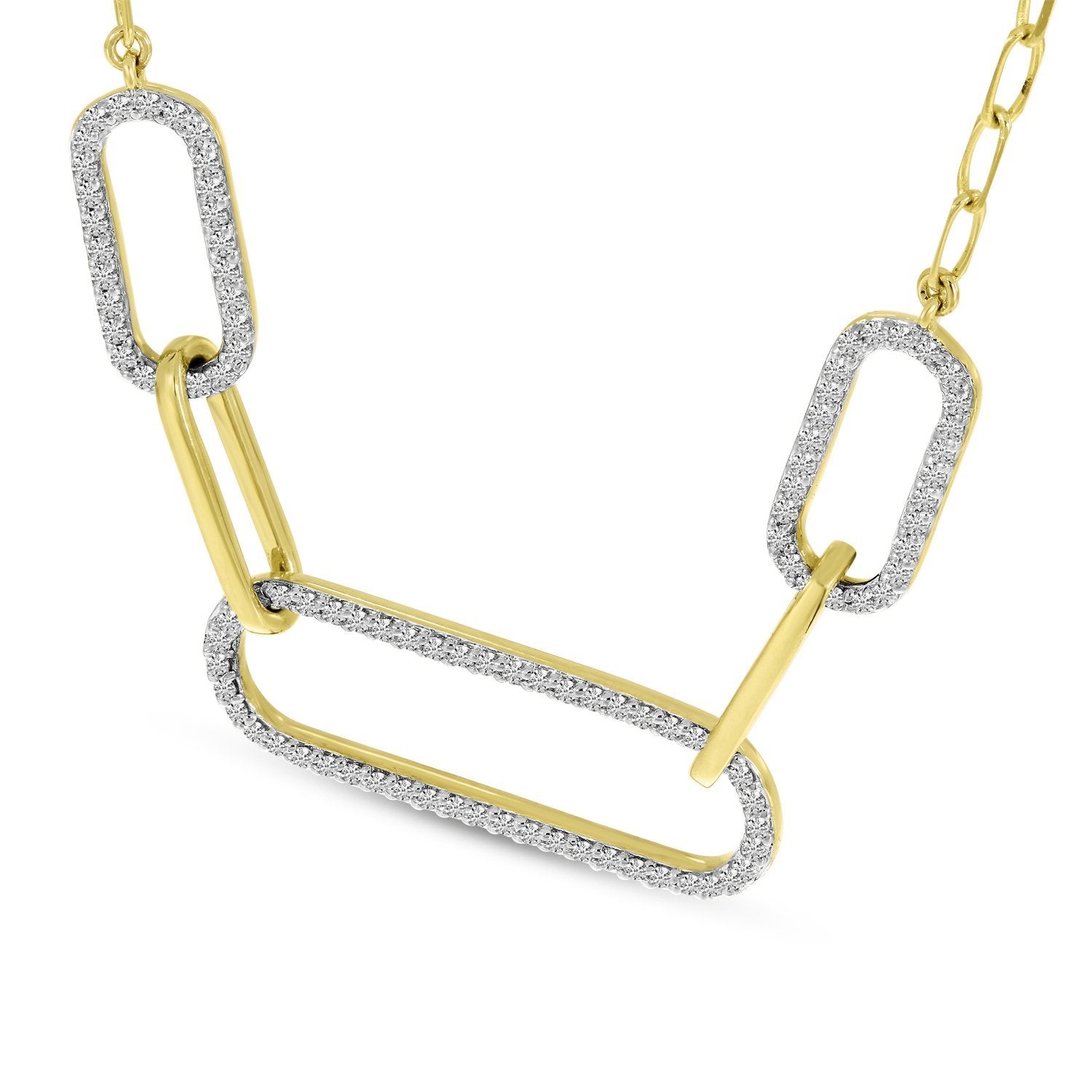 14K Yellow Gold Triple Paperclip Diamond Necklace Birmingham Jewelry Necklace Birmingham Jewelry