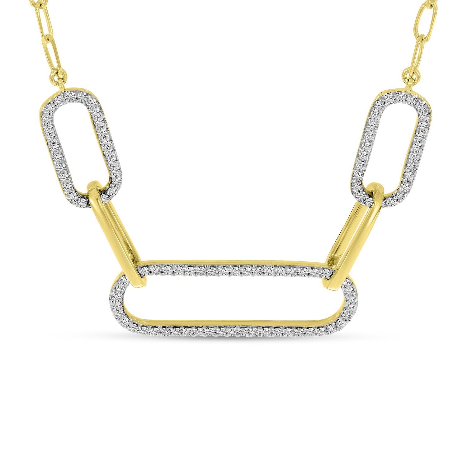 14K Yellow Gold Triple Paperclip Diamond Necklace Birmingham Jewelry Necklace Birmingham Jewelry