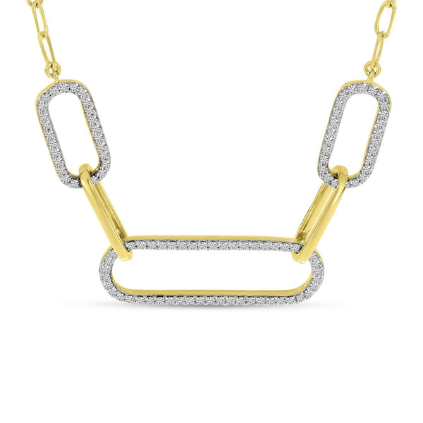 14K Yellow Gold Triple Paperclip Diamond Necklace Birmingham Jewelry Necklace Birmingham Jewelry 