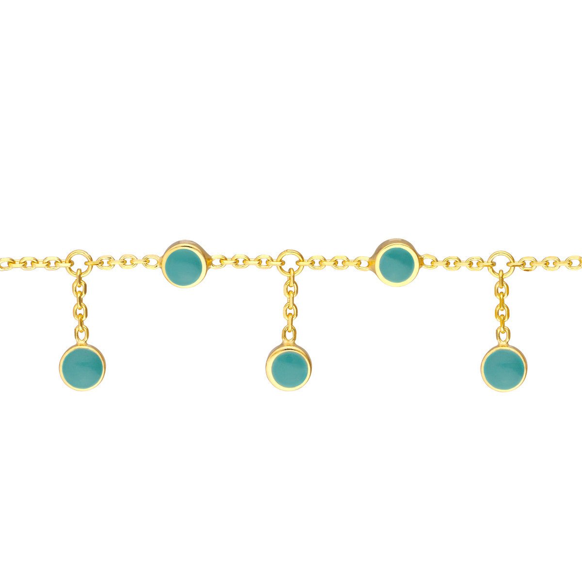 Birmingham Jewelry - 14K Yellow Gold Turquoise Enamel Station and Dangle Choker - Birmingham Jewelry