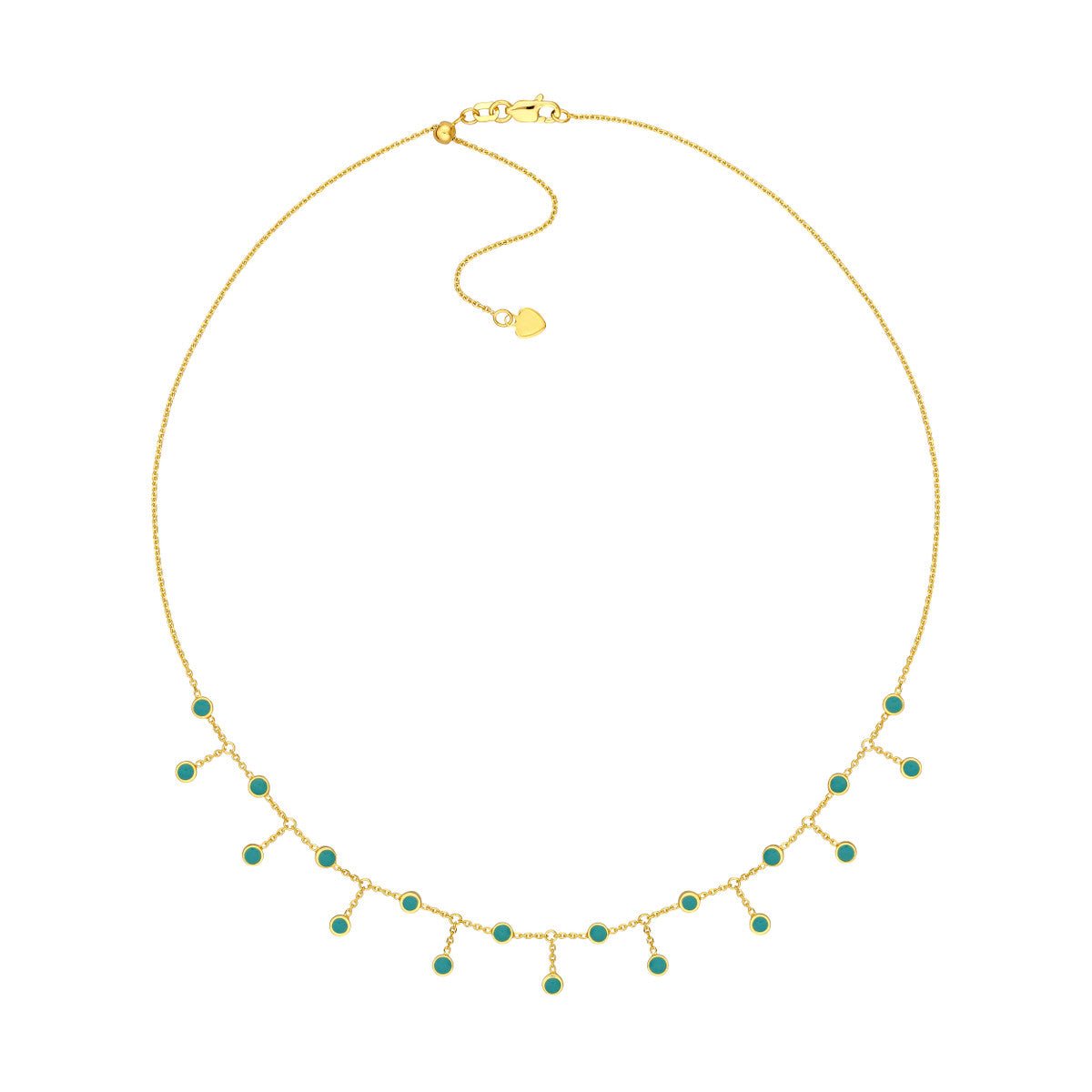 Birmingham Jewelry - 14K Yellow Gold Turquoise Enamel Station and Dangle Choker - Birmingham Jewelry