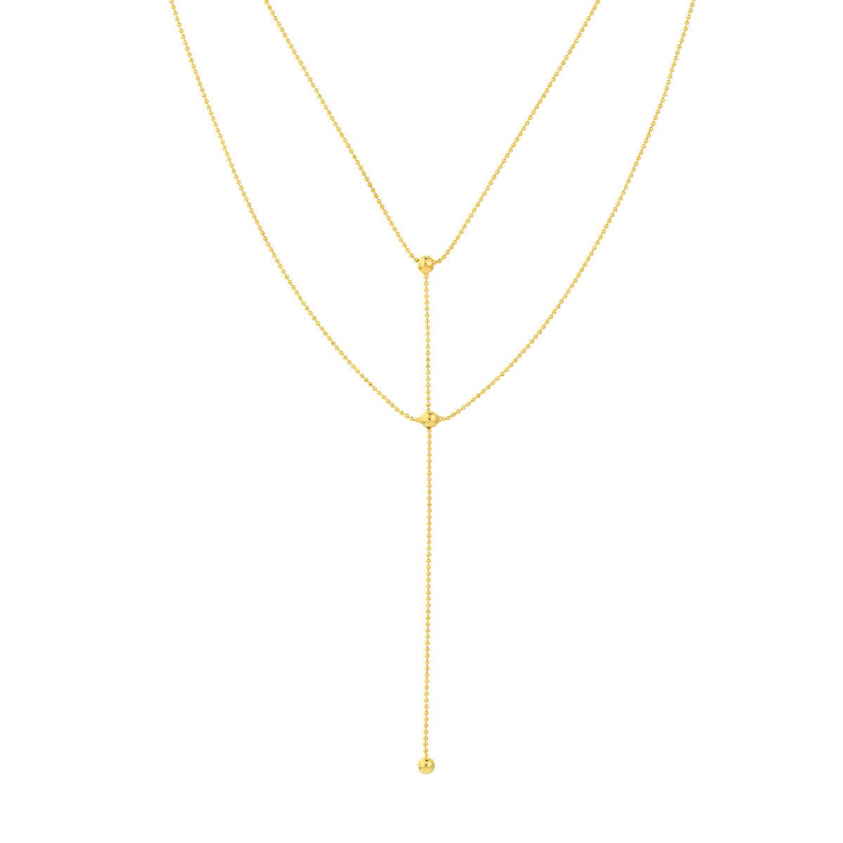 Birmingham Jewelry - 14K Yellow Gold Two-Stranded Connecting Bead Dangle Necklace - Birmingham Jewelry