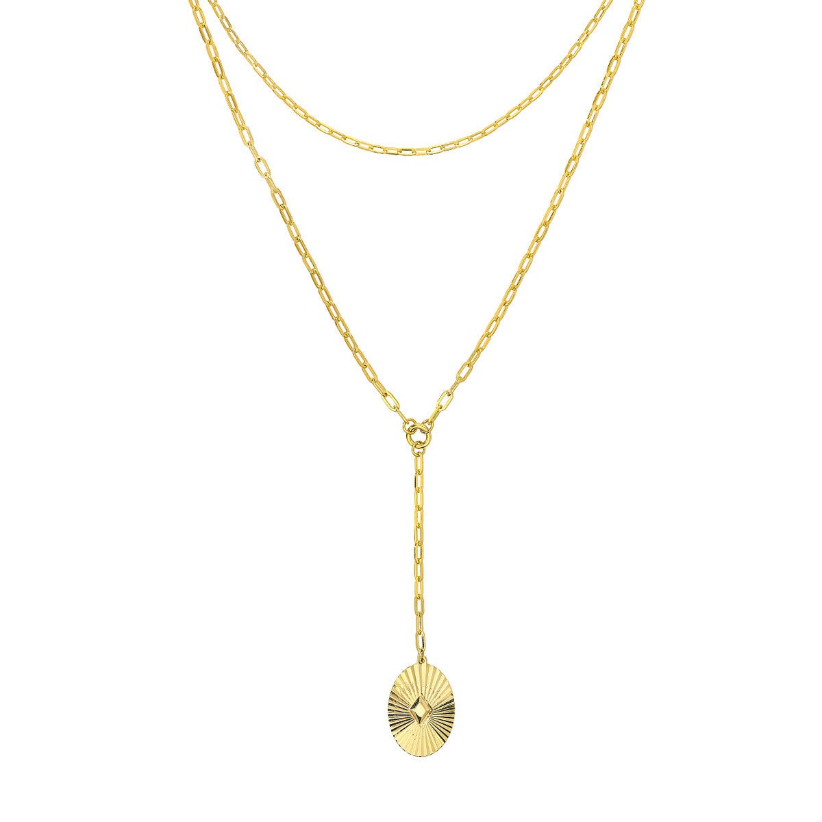 Birmingham Jewelry - 14K Yellow Gold Two-Stranded Fluted Pendant Choker Necklace - Birmingham Jewelry