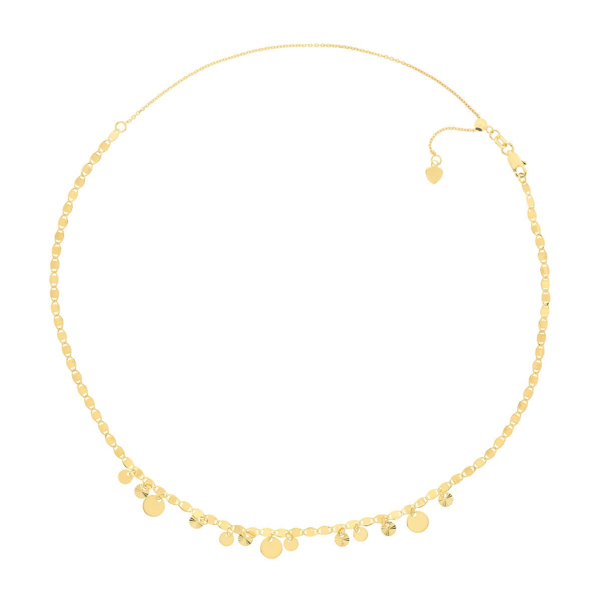Birmingham Jewelry - 14K Yellow Gold Valentino Chain Disc Drops Adj. Choker - Birmingham Jewelry