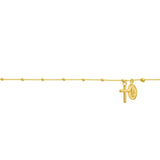 Birmingham Jewelry - 14K Yellow Gold Virgin Mary and Cross Adjustable Anklet - Birmingham Jewelry