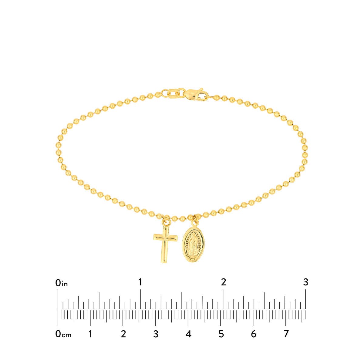 Birmingham Jewelry - 14K Yellow Gold Virgin Mary and Cross Bead Bracelet - Birmingham Jewelry