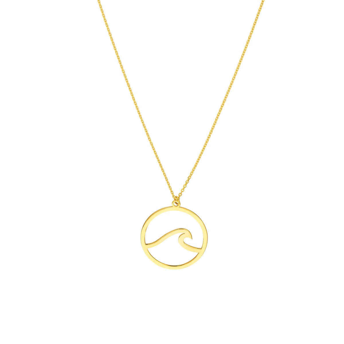 14K Yellow Gold Wave In Circle Necklace Birmingham Jewelry Necklace Birmingham Jewelry