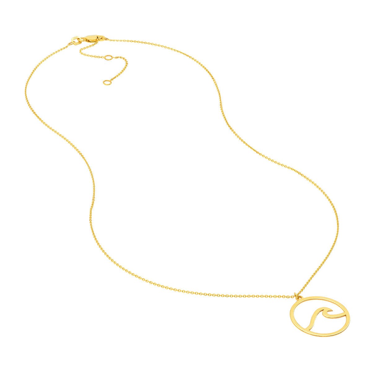 14K Yellow Gold Wave In Circle Necklace Birmingham Jewelry Necklace Birmingham Jewelry