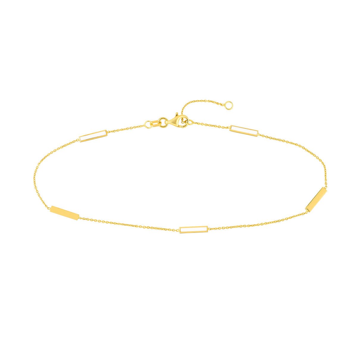 14K Yellow Gold White Enamel Alternating Bar Anklet Birmingham Jewelry Anklet Birmingham Jewelry